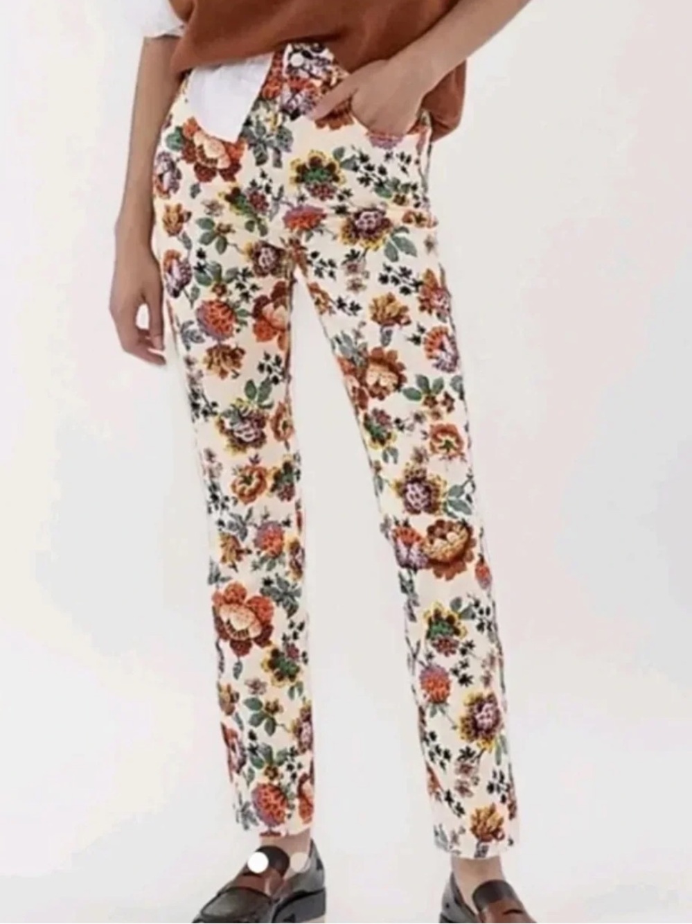 Anthropologie Pilcro High Rise Cigarette Floral Print Jeans Size 26